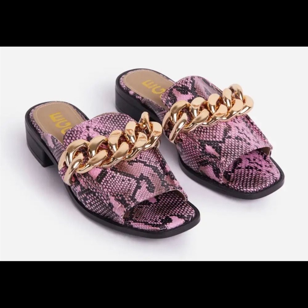 NWT in box , Pink Snake Print Faux Leather